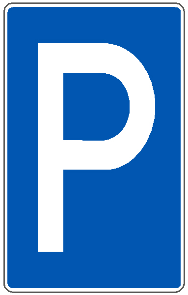 Parkplatzschilder mit P in blau / weiß in verschiedenen Größen und Materialien